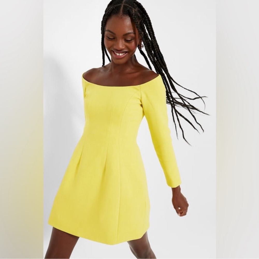 Tuckernuck Yellow Off-Shoulder Long Sleeve Dress-lemongrass Blakely Dress sz 6